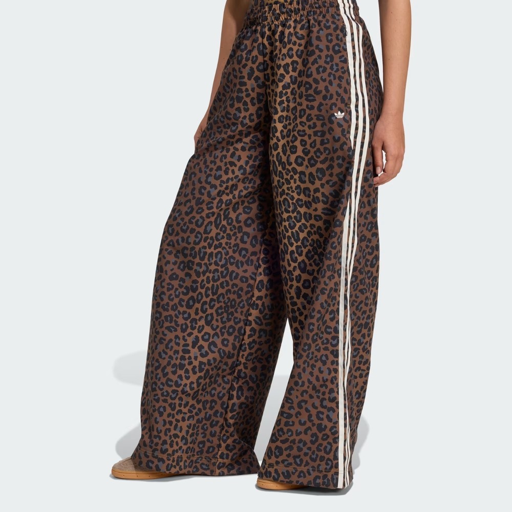 adidas Originals Women's Leopard Firebird wide Leg Track Pants Large